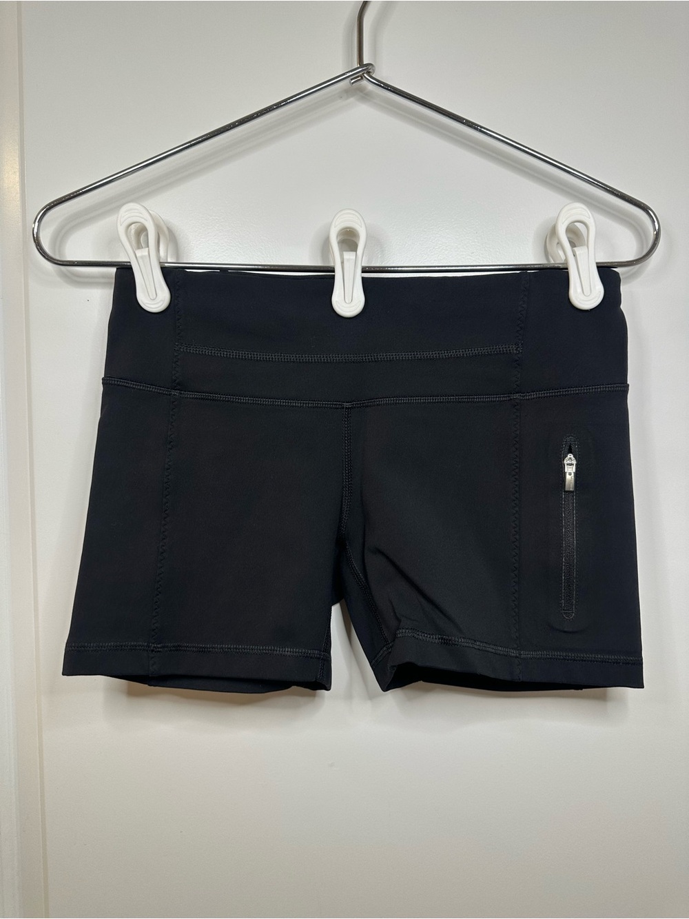 Lululemon Black Run Speed Short Yoga Athletic Compression Shorts Zipper Pocket